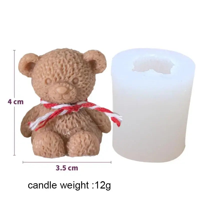 3D Teddy Silicone Candle Mold, Bow Tie, Heart, Mini Bear, Food Grade, Chocolate, Mousse, Cake Decor, Biscuit, Resin Soap Mould