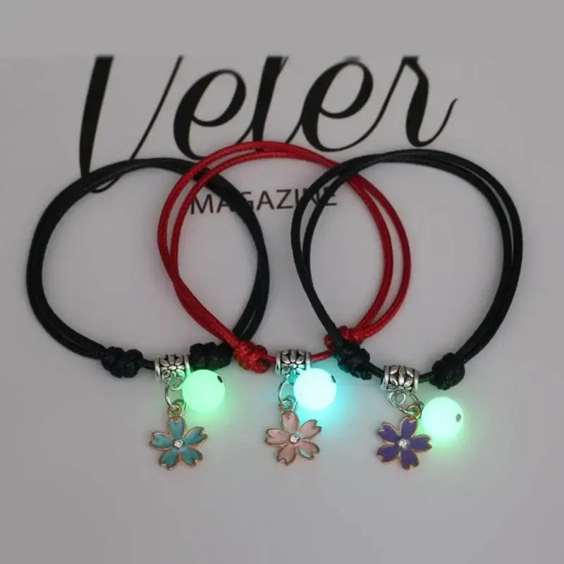 3 Pcs Couple Bracelets Love Star Moon Cat Luminous Bangles for Friendship E0BE