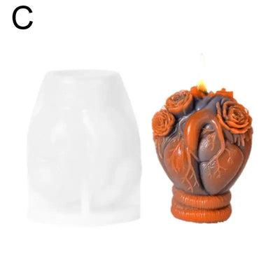 Mechanical Heart Scented Candle Silicone Mold Diy Cement Decor Resin Skull Molds Halloween Plaster Home Ornament Handmade M F1a6