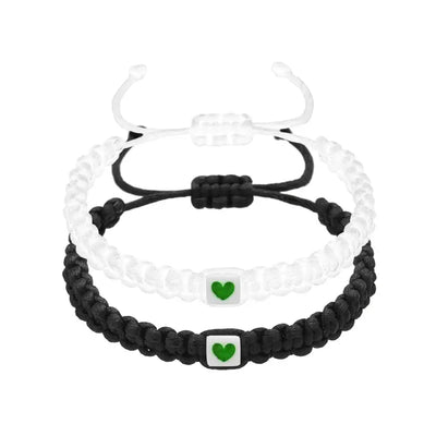 Couple Love Heart Braid Bracelet Design Creative Rope Style Valentine Day Classic Black and White Bracelet Attraction Jewelry