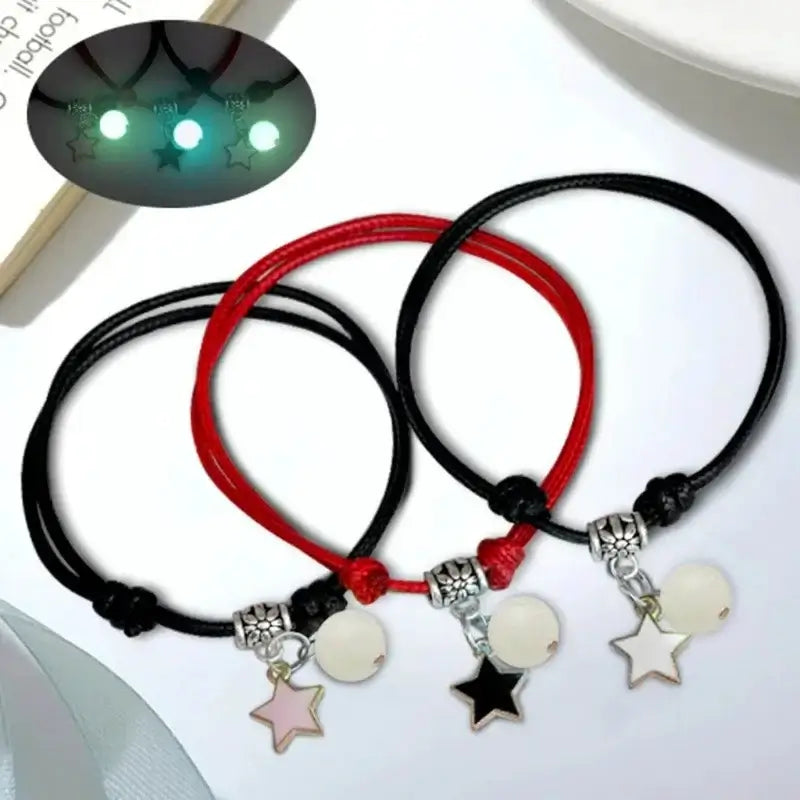 3 Pcs Couple Bracelets Love Star Moon Cat Luminous Bangles for Friendship E0BE