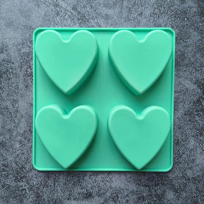 DIY 4 Holes Heart Shape Silicone Soap Molds For Handmake Baking Cooking Tools Molde Chocolate Kitchen Accessories