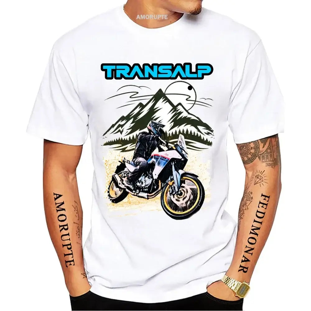 Transalp 750 XL Desert Racing Motorcycle Rider T-Shirt New Summe Men's Short Sleeve Moto Sport Boy Casual Tees Cool Riding Tops