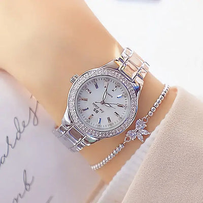 Ladies Wrist Watches Dress Gold Watch Women Crystal Diamond Watches Stainless Steel Silver Clock Women Montre Femme