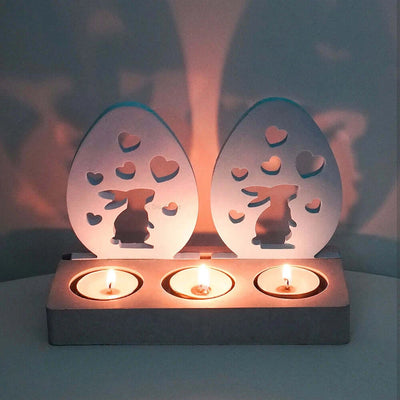 Heart Rabbit Candle Holder Silicone Mold Egg Shape Love Bunny Candlestick Molds DIY Plaster Concrete Resin Making Home Decor