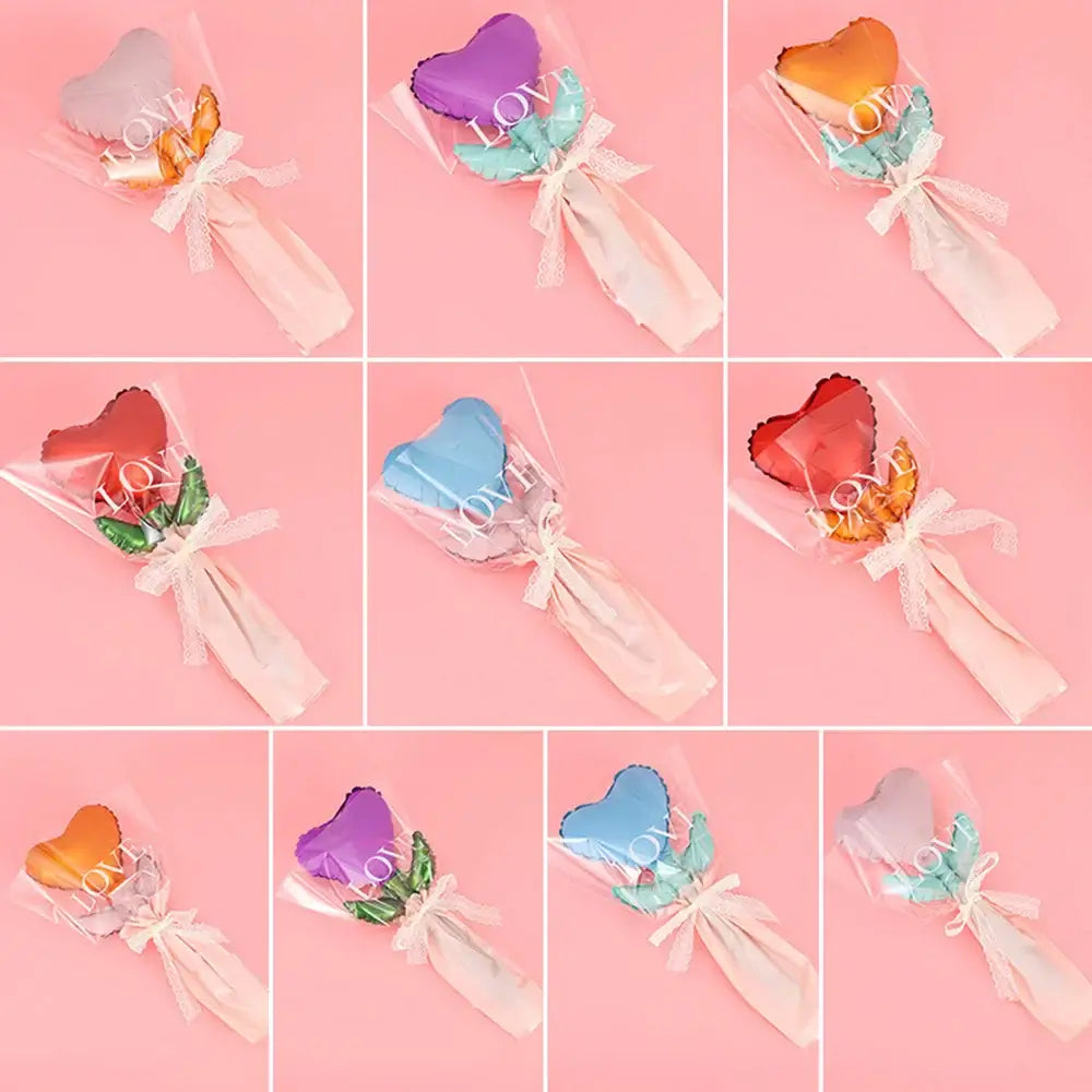 10/30/50pcs Mini Rose Flower Bouquet Holding Balloon Bouquet of Flower Balloon Valentines Day Mother's Day Party Wedding Decors