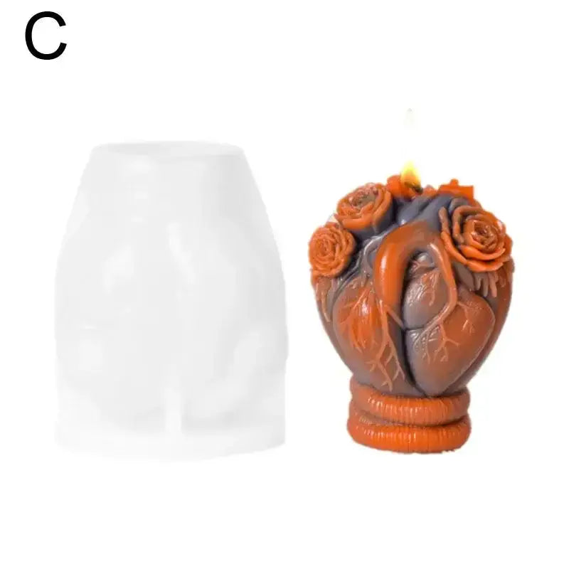 New Mechanical Heart Scented Candle Silicone Mold DIY Halloween Resin Skull Home Decor Mould Handmade Plaster Cement Orname L4H6