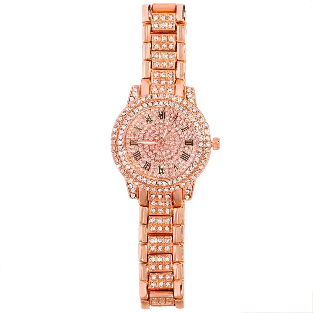 2022 New Iced Out Women Watch Gold Silver Color Square Diamondd Quartz Luxury Hip Hop Wrist Watches Roman Clock Relogio Feminino