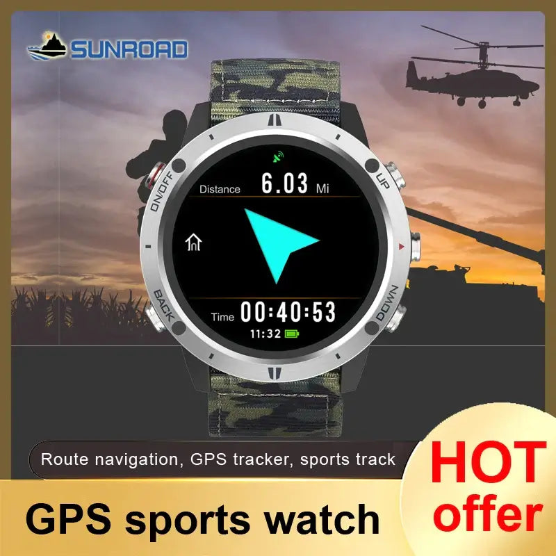 Sunroad New Miltary GPS Sports Watch Men Digital Fitness Tracker Electronic Waterproof Wrist Watches Reloj Hombre