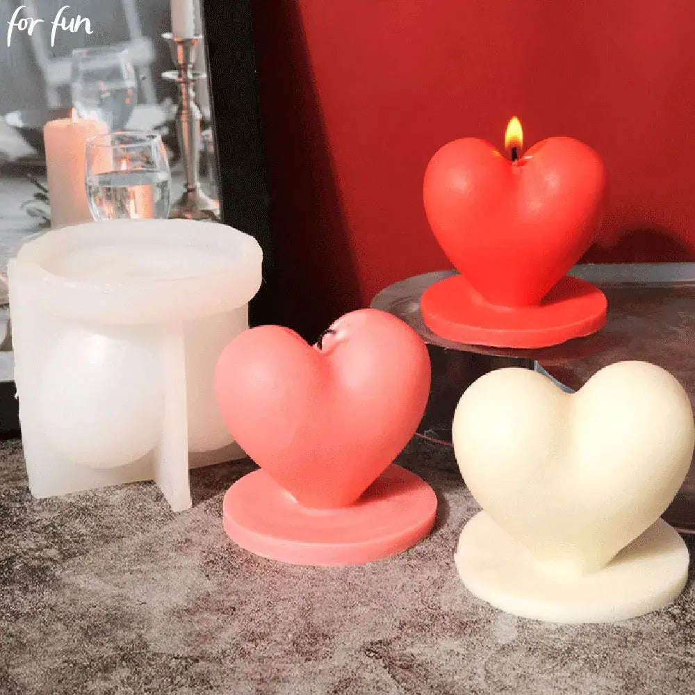 For fun 3D Love Candle Silicone Mold DIY Handmade Heart-shaped Soap Plaster Candle Making Mold Valentine's Day Gift Making Mold