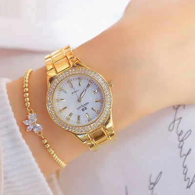 Ladies Wrist Watches Dress Gold Watch Women Crystal Diamond Watches Stainless Steel Silver Clock Women Montre Femme