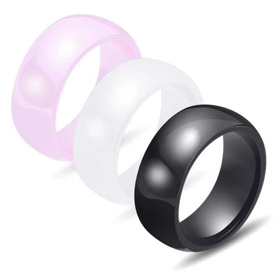 DARHESN 8mm Unisex Women Men Ceramic Rings White Pink Black Fashion Jewelry US Size 6 7 8 9 10