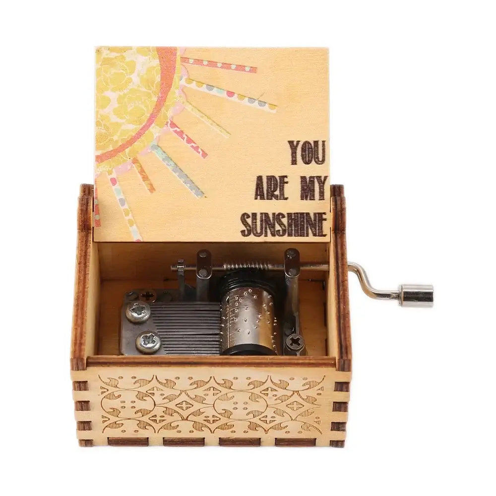 You Are My Sunshine Music Box, Color Printing Wooden Hand Crank Musical Box, Birthday Gift for Girlfriend, Children's Day Gift