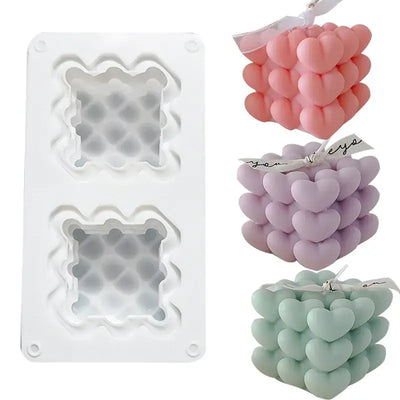 6-Cavity Large Bubble Silicone Candle Mold DIY Heart-Shaped Aromatherapy Soap Mold Mousse Cake Baking Tool Home Decoration Gift