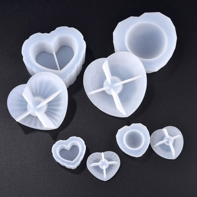 Concrete Storage Box Epoxy Resin Molds Love Heart with Lid Silicone Mold DIY Handcrafts Jewelry Box Candle Cup Plaster Mould