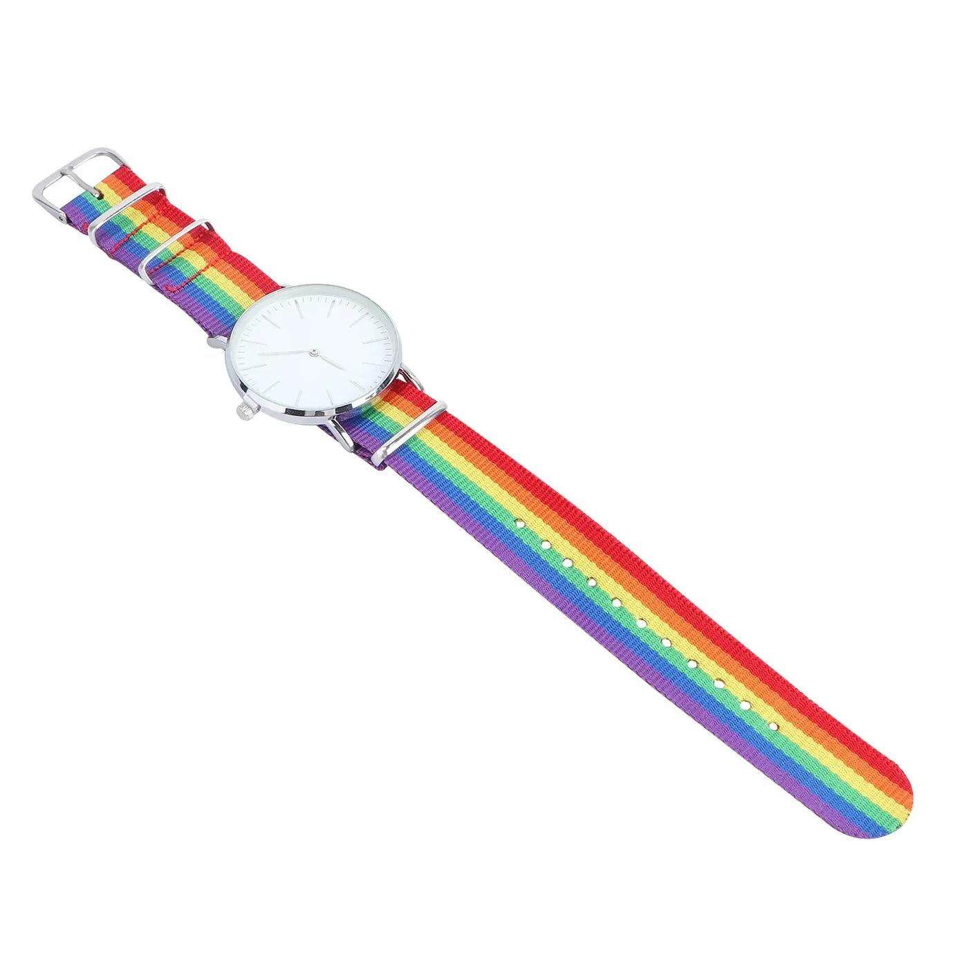 Rainbow Designed Watch Unisex Wrist Watch Fashion Quartz Watch Delicate Wrist Decoration Silver Rainbow Designed Watch