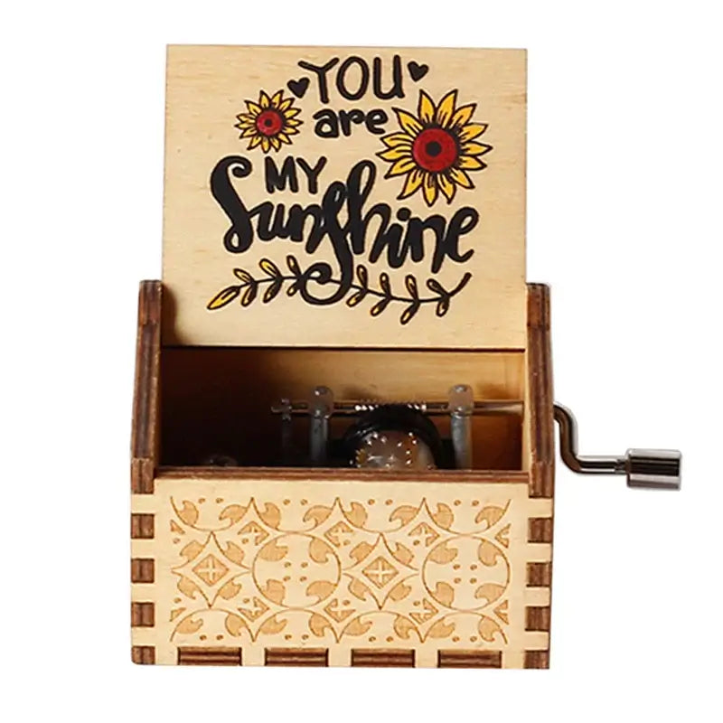 You Are My Sunshine Music Box, Color Printing Wooden Hand Crank Musical Box, Birthday Gift for Girlfriend, Children's Day Gift