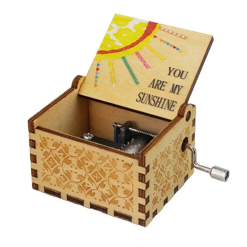 You Are My Sunshine Music Box, Color Printing Wooden Hand Crank Musical Box, Birthday Gift for Girlfriend, Children's Day Gift